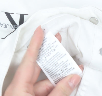 Calvin Klein Jeans Womens White XS Denim Button Skirt