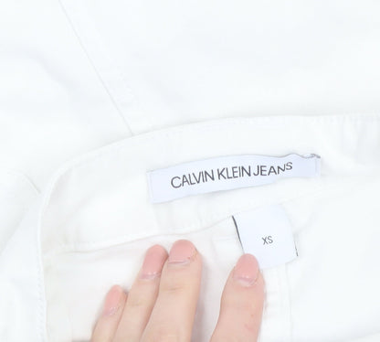 Calvin Klein Jeans Womens White XS Denim Button Skirt