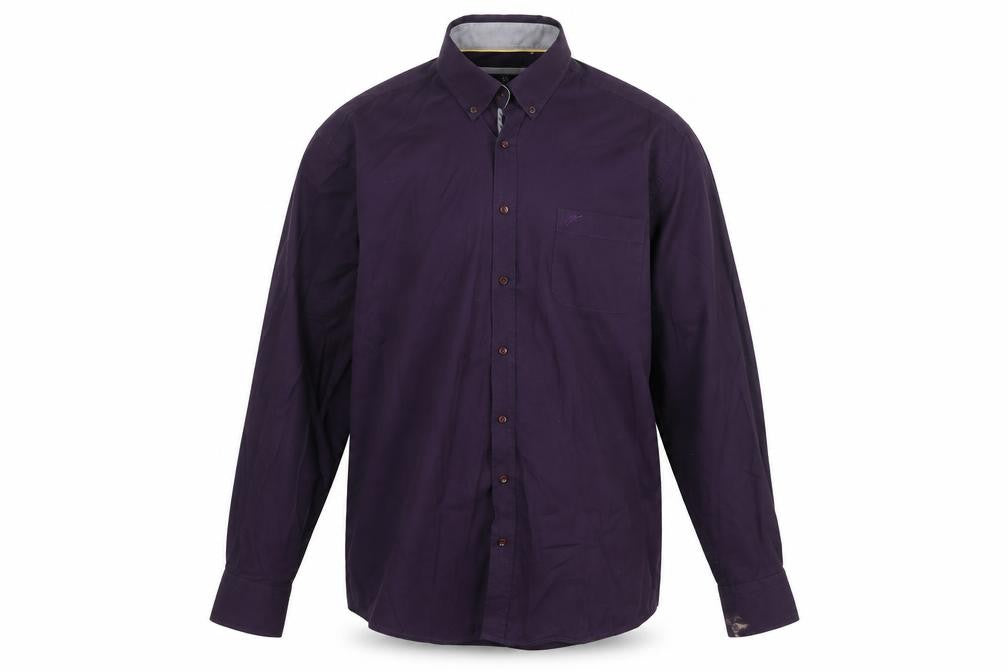 Yeats Ireland Men's Purple Cotton Button-Up Long Sleeve Shirt L Regular Fit