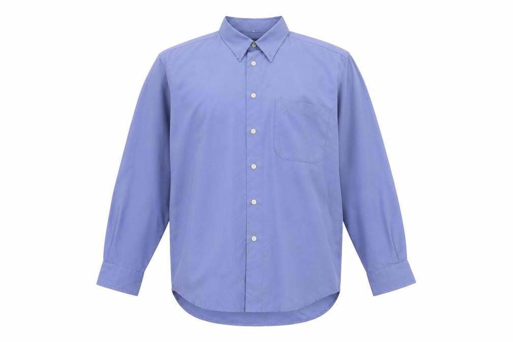 Whispering Smith Men's Blue Long Sleeve Polyester Button-Up Shirt M