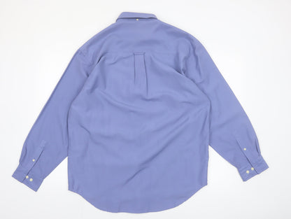 Whispering Smith Men's Blue Long Sleeve Polyester Button-Up Shirt M