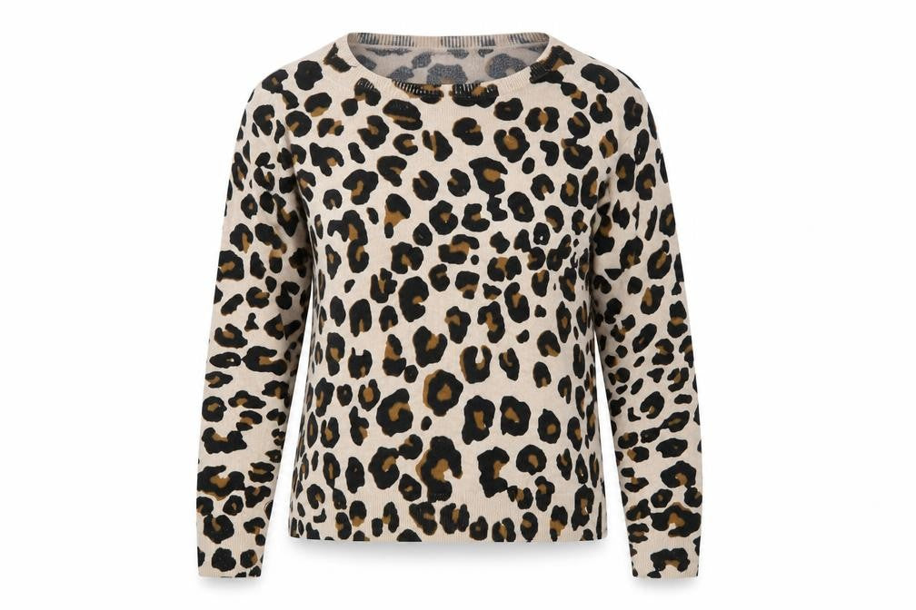 Marks & Spencer Women’s Beige Leopard Print Acrylic Jumper Size 14