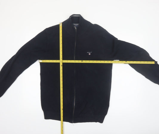 GANT Men's Blue Full Zip Cotton Jumper L High Neck Knit