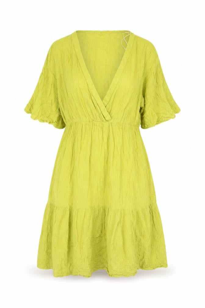 OVS Women’s Green V-Neck Short Cotton A-Line Dress L