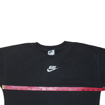 Nike Boys Black Pullover Sweatshirt L (146) Crew Neck Fleece Logo