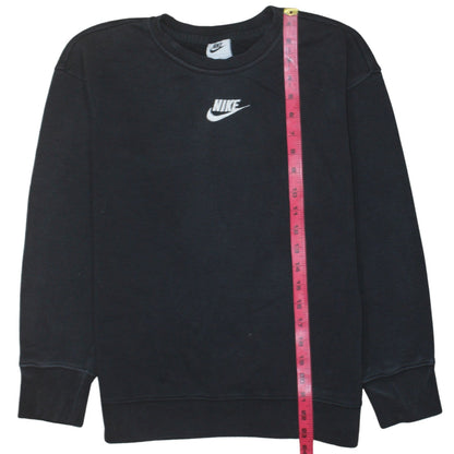 Nike Boys Black Pullover Sweatshirt L (146) Crew Neck Fleece Logo
