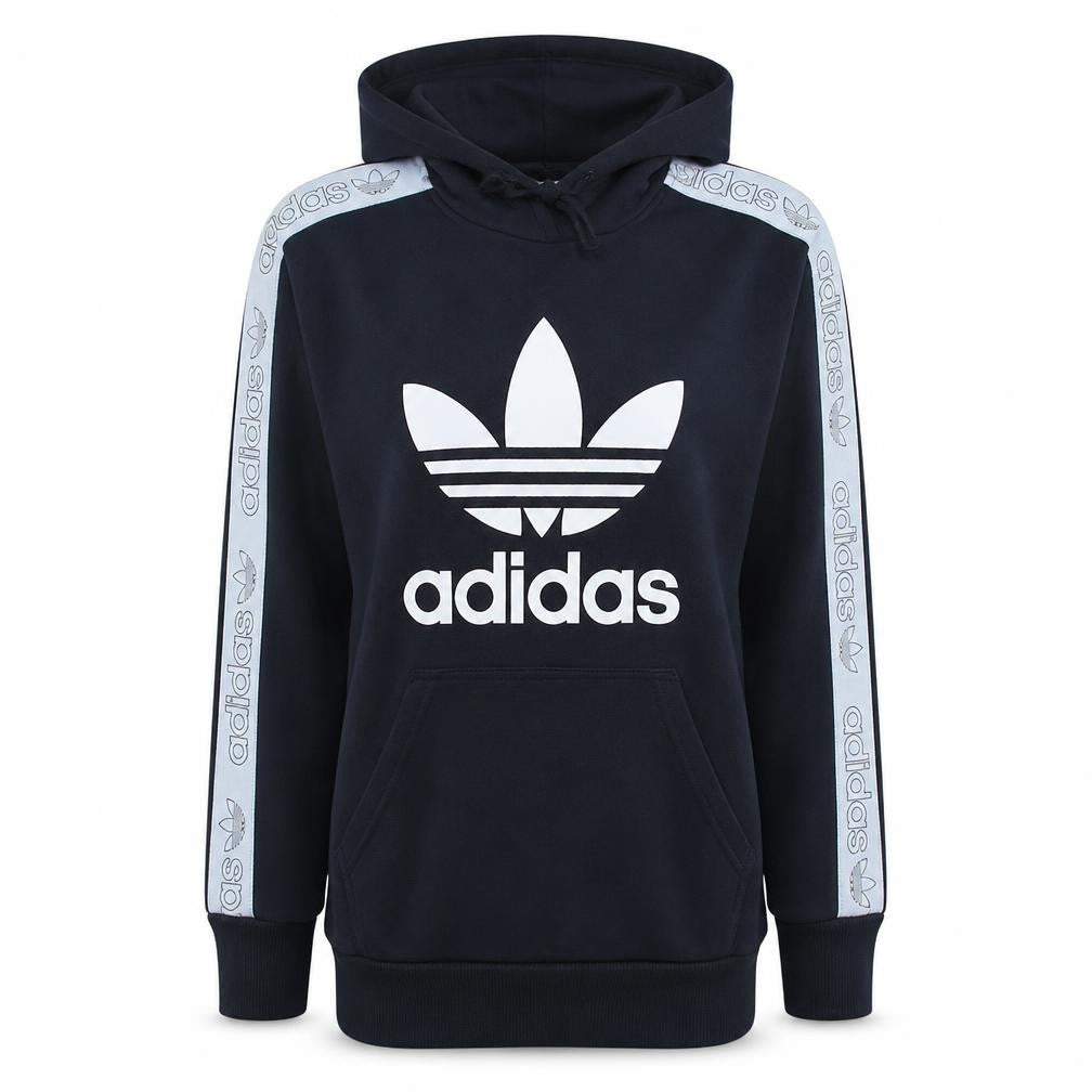 Adidas Womens Black XS Pullover Hoodie with Logo Trim