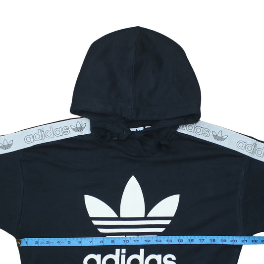 Adidas Womens Black XS Pullover Hoodie with Logo Trim