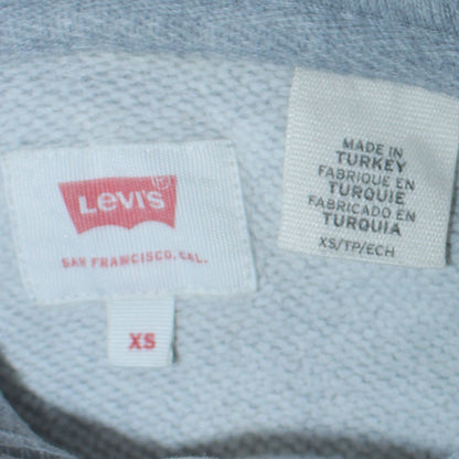 Levi's Women Grey Pullover Hoodie XS Logo Print Casual Sweatshirt
