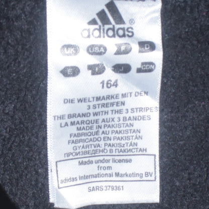 Adidas Boys Black Pullover Hoodie Size 164 Fleece Logo Sweatshirt