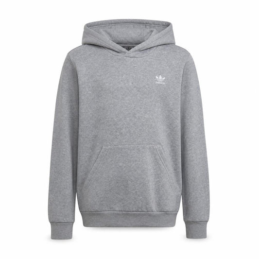 Front view of Adidas boys’ grey pullover hoodie 13-14 years regular fit fleece sweatshirt