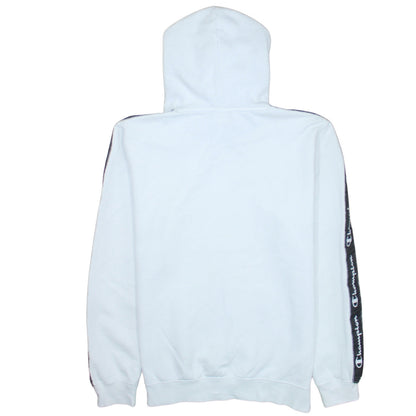 Champion Men's White Pullover Hoodie Large Logo Tape Sportswear