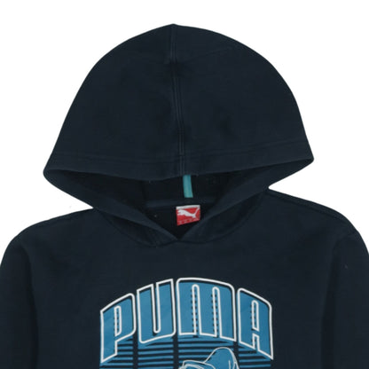 Puma Boys Black Pullover Hoodie Size 164 Graphic Print Fleece Sweatshirt