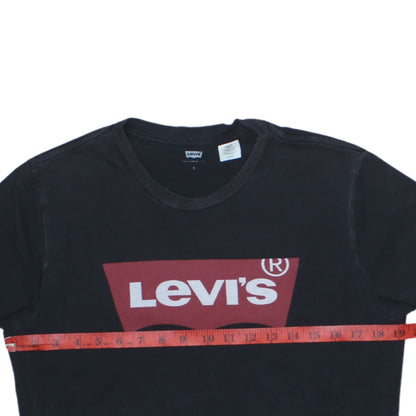 Levi's Men's Black Red Batwing Logo Crew Neck Cotton T-Shirt Size S