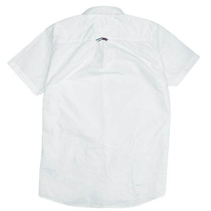 Tommy Jeans Men's White Short Sleeve Button-Up Cotton Shirt Size S