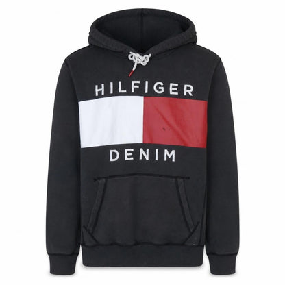 Tommy Hilfiger Denim Men’s Black Pullover Hoodie L Fleece Graphic