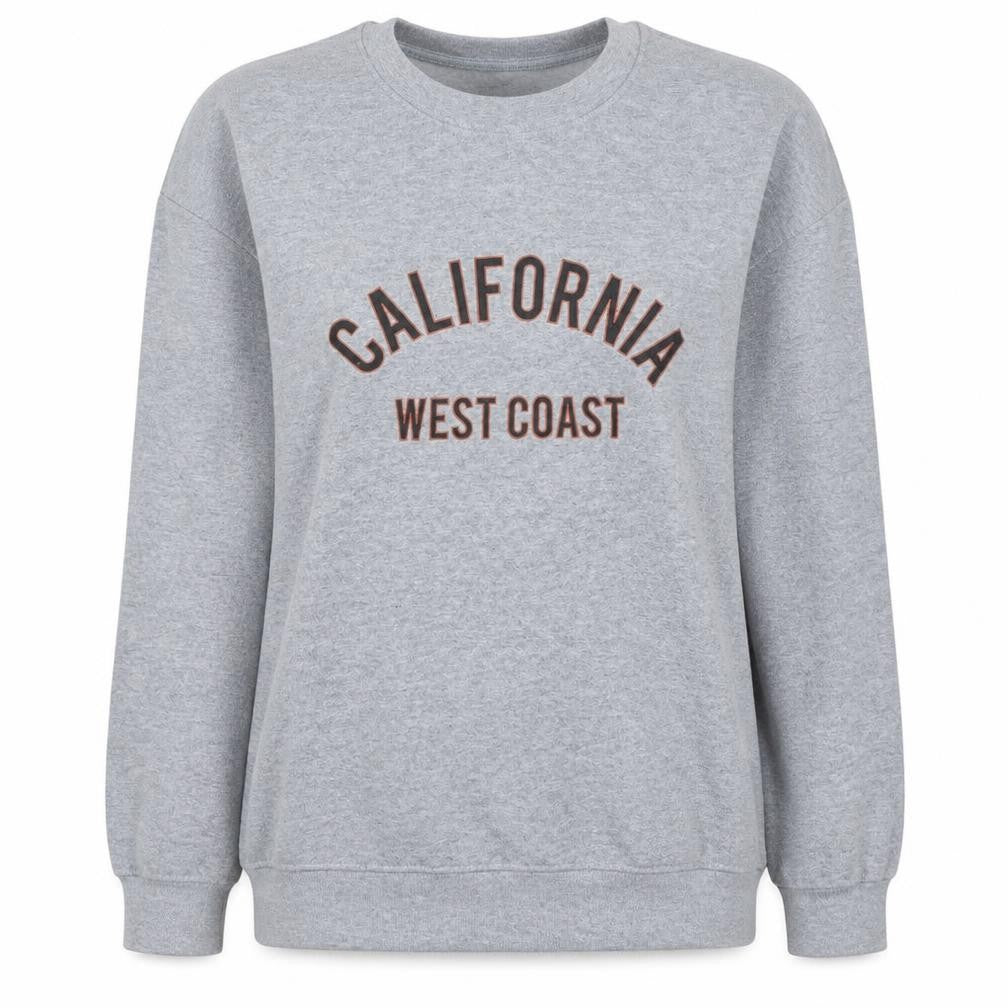 PrettyLittleThing Womens Grey California West Coast Pullover Sweatshirt Size S