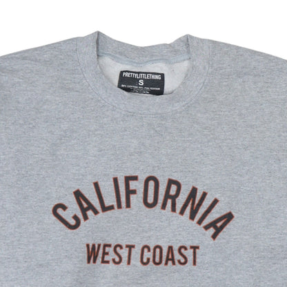PrettyLittleThing Womens Grey California West Coast Pullover Sweatshirt Size S