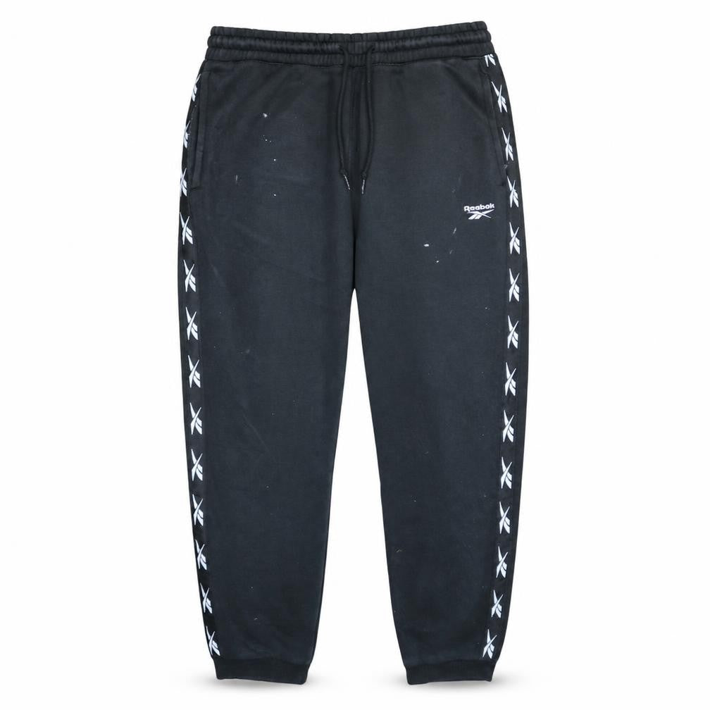 Reebok Men’s Black Logo Sweatpants L Tapered Track Joggers