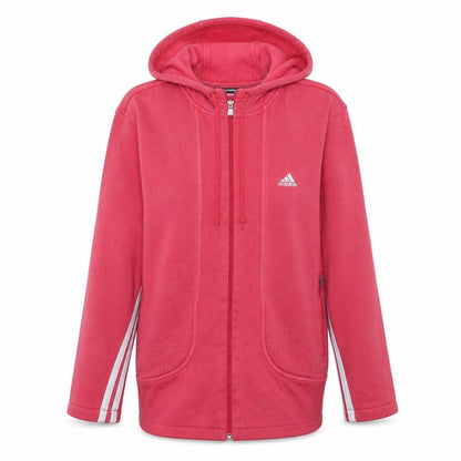 Front view of Adidas Women Pink Full Zip Hoodie Fleece Lined, size M