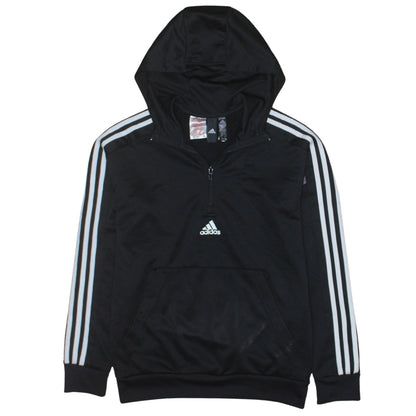 Adidas Boys Black 13-14 Years Pullover Hoodie with 1/4 Zip & Logo
