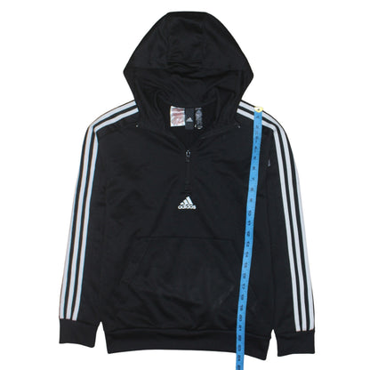 Adidas Boys Black 13-14 Years Pullover Hoodie with 1/4 Zip & Logo