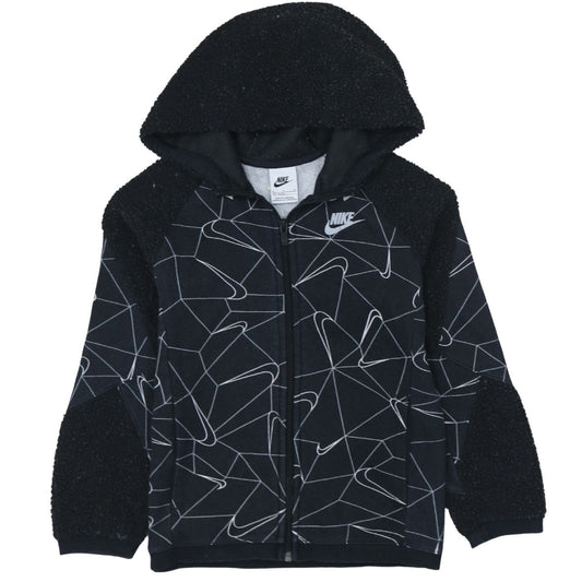 Nike Boys Black Full Zip Hoodie Sweatshirt 128-137cm S Graphic Fleece