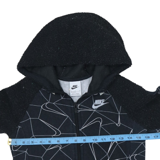 Nike Boys Black Full Zip Hoodie Sweatshirt 128-137cm S Graphic Fleece