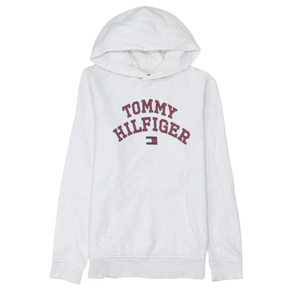 Tommy Hilfiger Boys White Pullover Hoodie Size 176 Logo Hooded Sweatshirt
