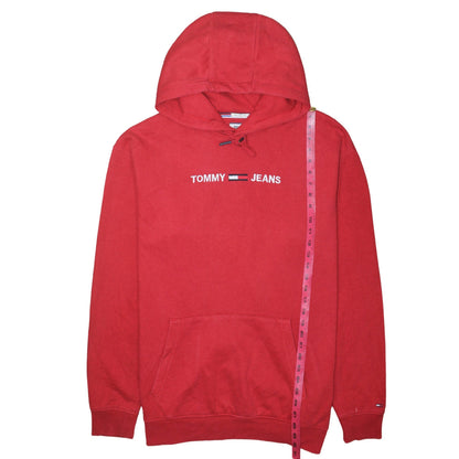 Tommy Jeans Men's Red Relaxed Fit Pullover Hoodie XL