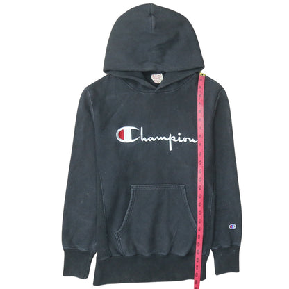 Champion Men's Black Medium Pullover Hoodie Embroidered Logo