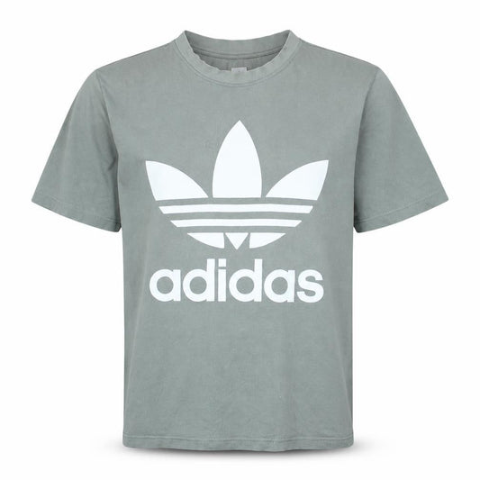 Front view of Adidas Men Grey Graphic Logo T-Shirt L Crew Neck Cotton