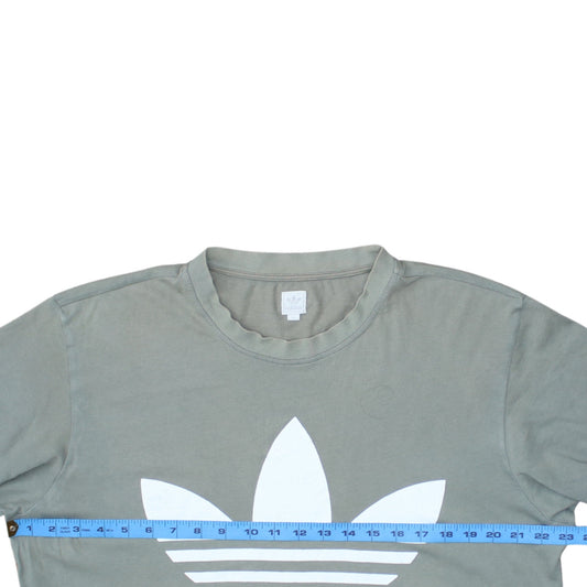 Adidas Men Grey Graphic Logo T-Shirt L Crew Neck Cotton