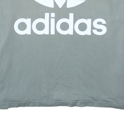 Adidas Men Grey Graphic Logo T-Shirt L Crew Neck Cotton
