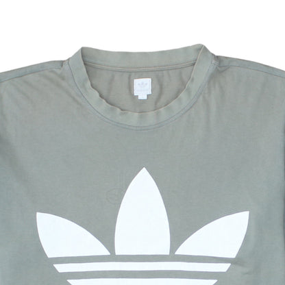 Adidas Men Grey Graphic Logo T-Shirt L Crew Neck Cotton