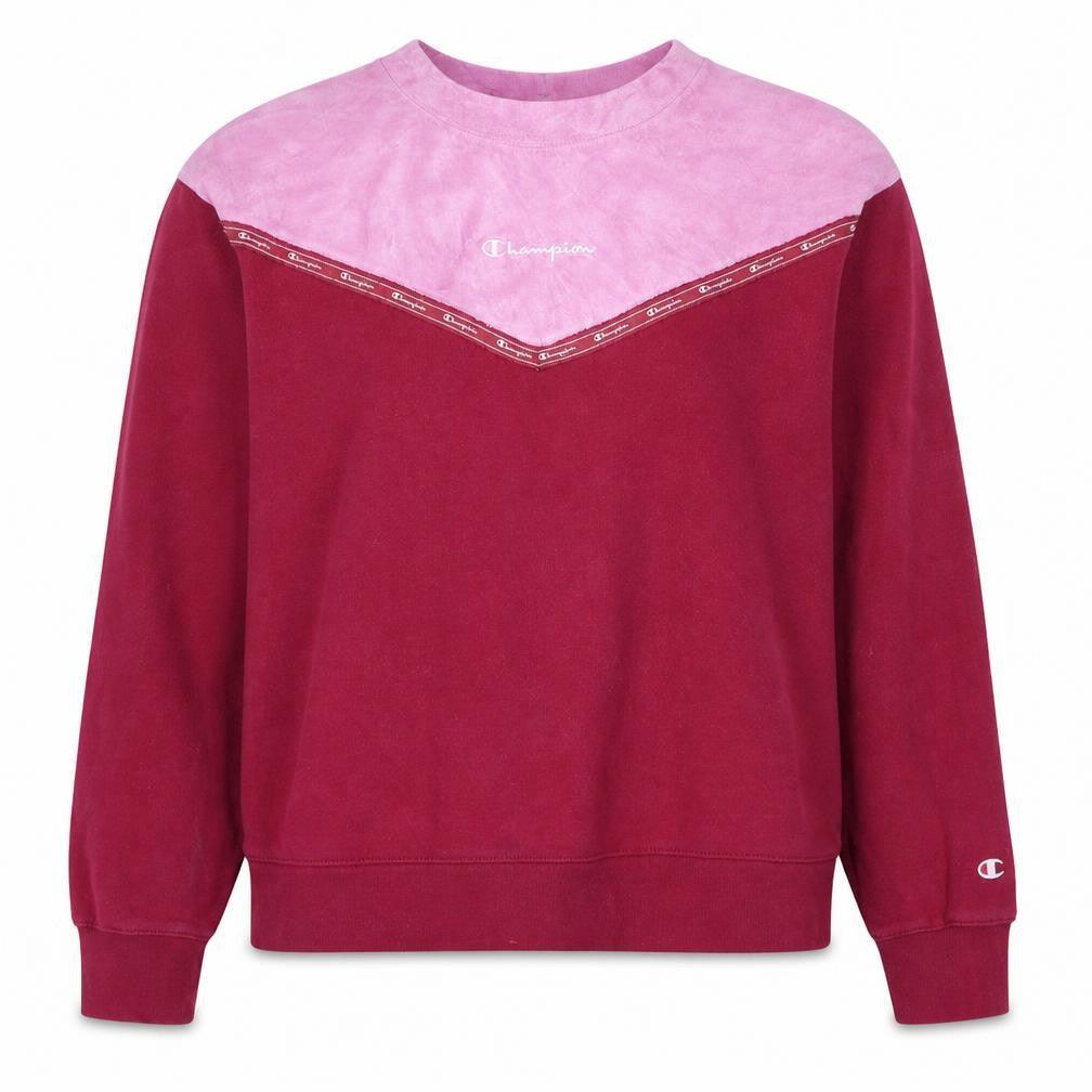 Champion Women's Pink & Red Colourblock Crew Neck Pullover Sweatshirt XL