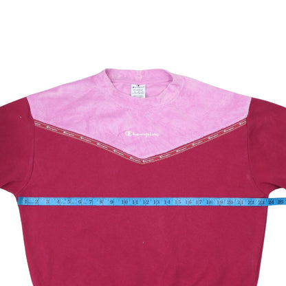 Champion Women's Pink & Red Colourblock Crew Neck Pullover Sweatshirt XL