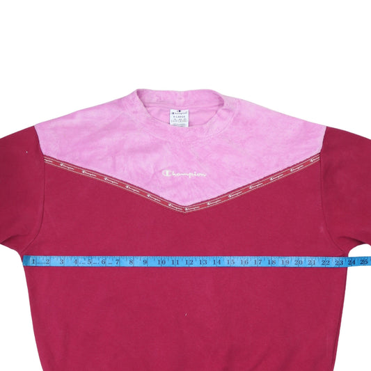 Champion Women's Pink & Red Colourblock Crew Neck Pullover Sweatshirt XL