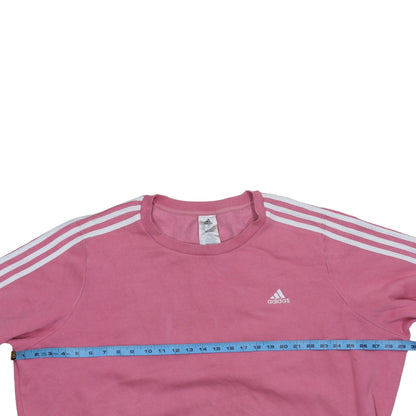 Adidas Women Pink Crew Neck Pullover Sweatshirt 4XL Logo Detail