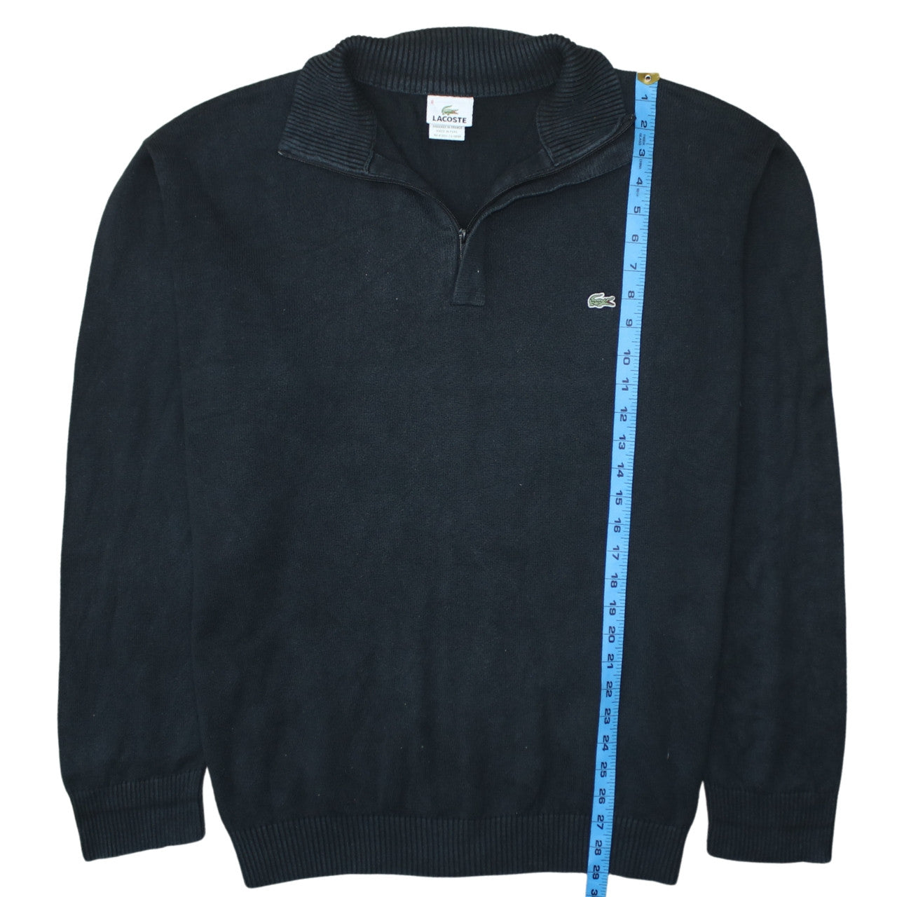 Lacoste Men’s Black Cotton 1/4 Zip Jumper 3XL High Neck Classic Knit