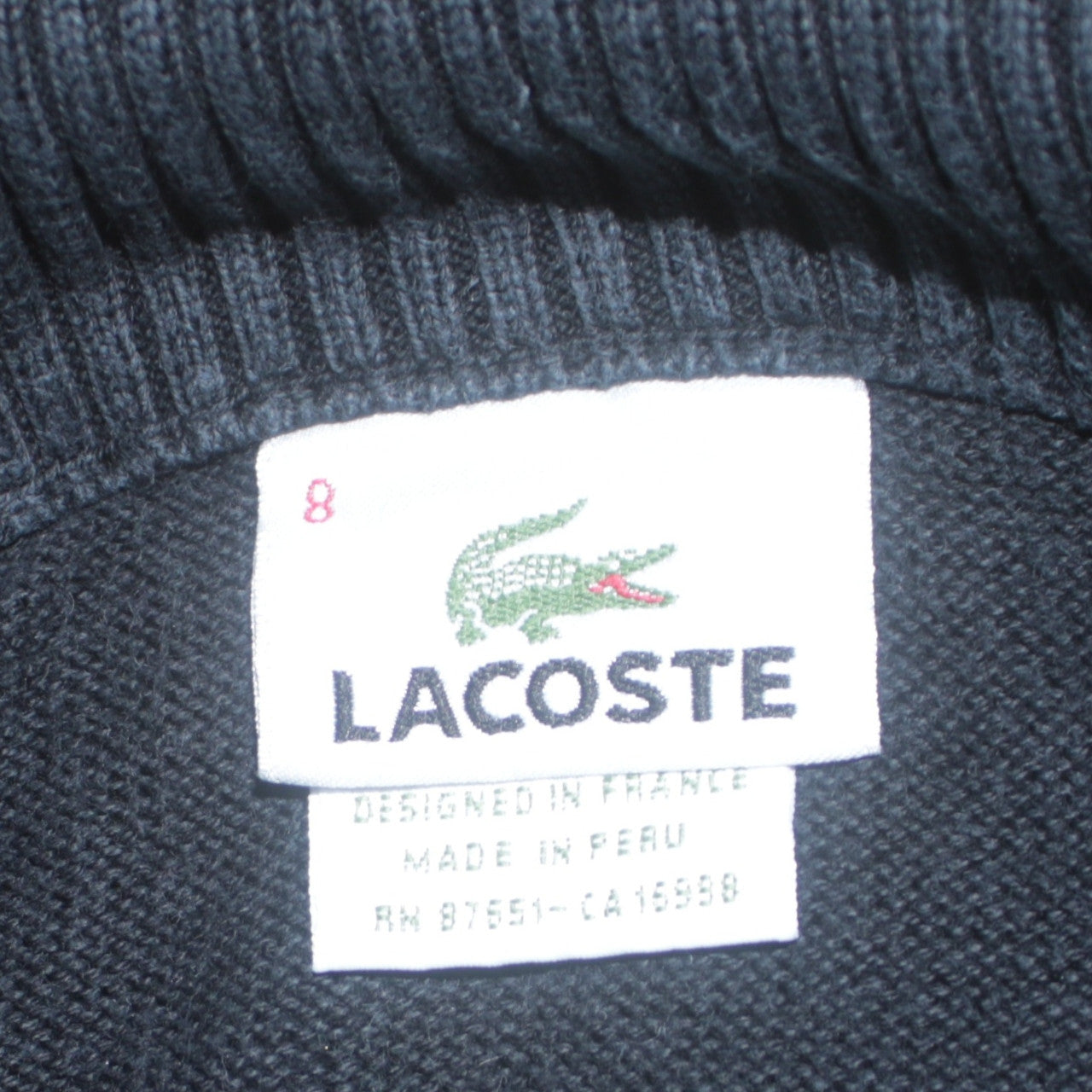 Lacoste Men’s Black Cotton 1/4 Zip Jumper 3XL High Neck Classic Knit