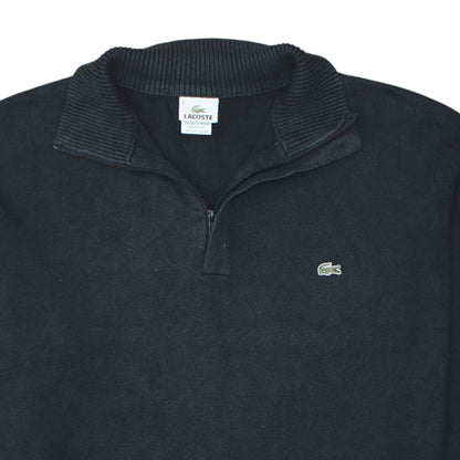 Lacoste Men’s Black Cotton 1/4 Zip Jumper 3XL High Neck Classic Knit