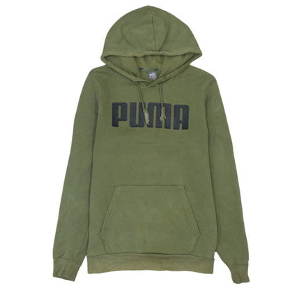 Puma Men's Green Pullover Hoodie S Logo Fleece Sweatshirt