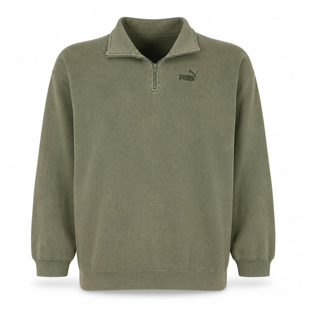 Puma Men Green XL Fleece 1/4 Zip Sweatshirt Regular Fit