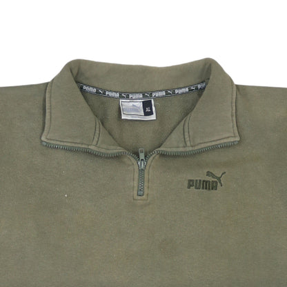 Puma Men Green XL Fleece 1/4 Zip Sweatshirt Regular Fit