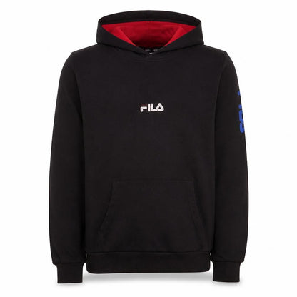 Front view of Fila boys’ black pullover hoodie 13-14 years logo print cotton blend