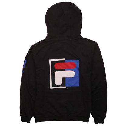 Fila Boys Black Pullover Hoodie 13-14 Years Logo Print Cotton Blend