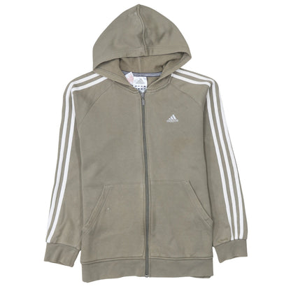adidas Teens Brown Full Zip Hoodie 164 Regular Fit Fleece Sportswear