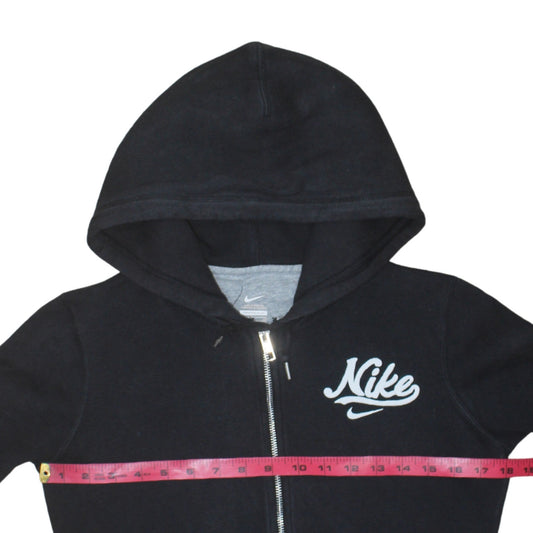 Nike Womens Black Full Zip Hoodie Small Cotton Blend Logo Sweatshirt