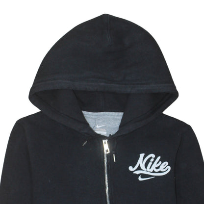 Nike Womens Black Full Zip Hoodie Small Cotton Blend Logo Sweatshirt